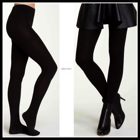 BLACK FLEECE LINED TIGHTS PLUSH COZY KNIT FOOTED TIGHTS A2C - Picture 5 of 8